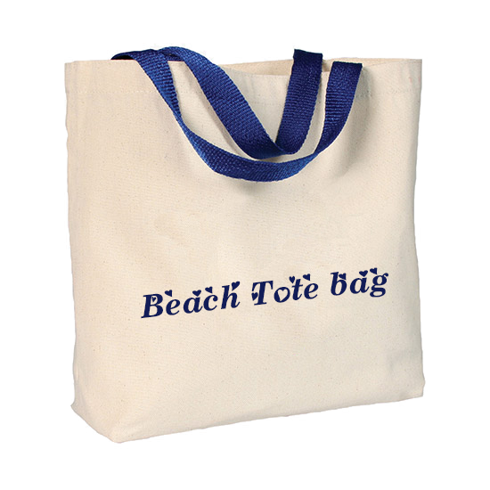 Beach Tote Bag Blue Handle Body Natural Beige
