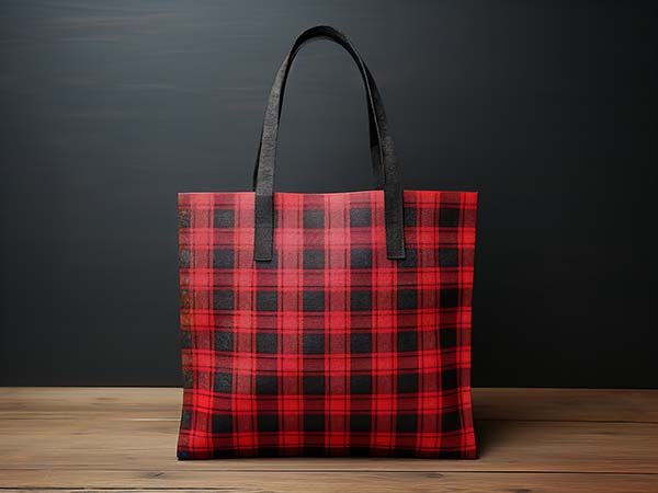 Check Fabric Canvas Tote Bag