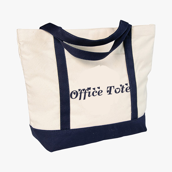 Office Tote Bag Beige Black Handles