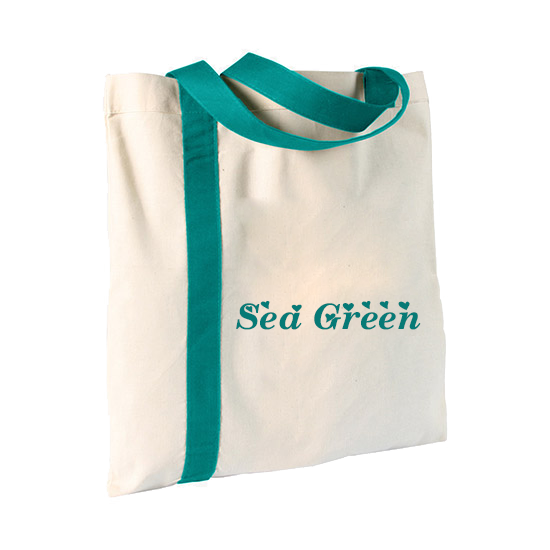 Sea Green And Beige Color Tote Bag