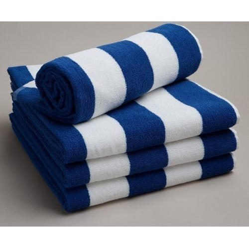 Pool Towel White Blue Stripe Bath Towel