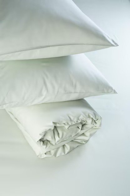 Light Green Cotton Fitted Sheet Elastic Rolled Macro Minimalist Bedroo