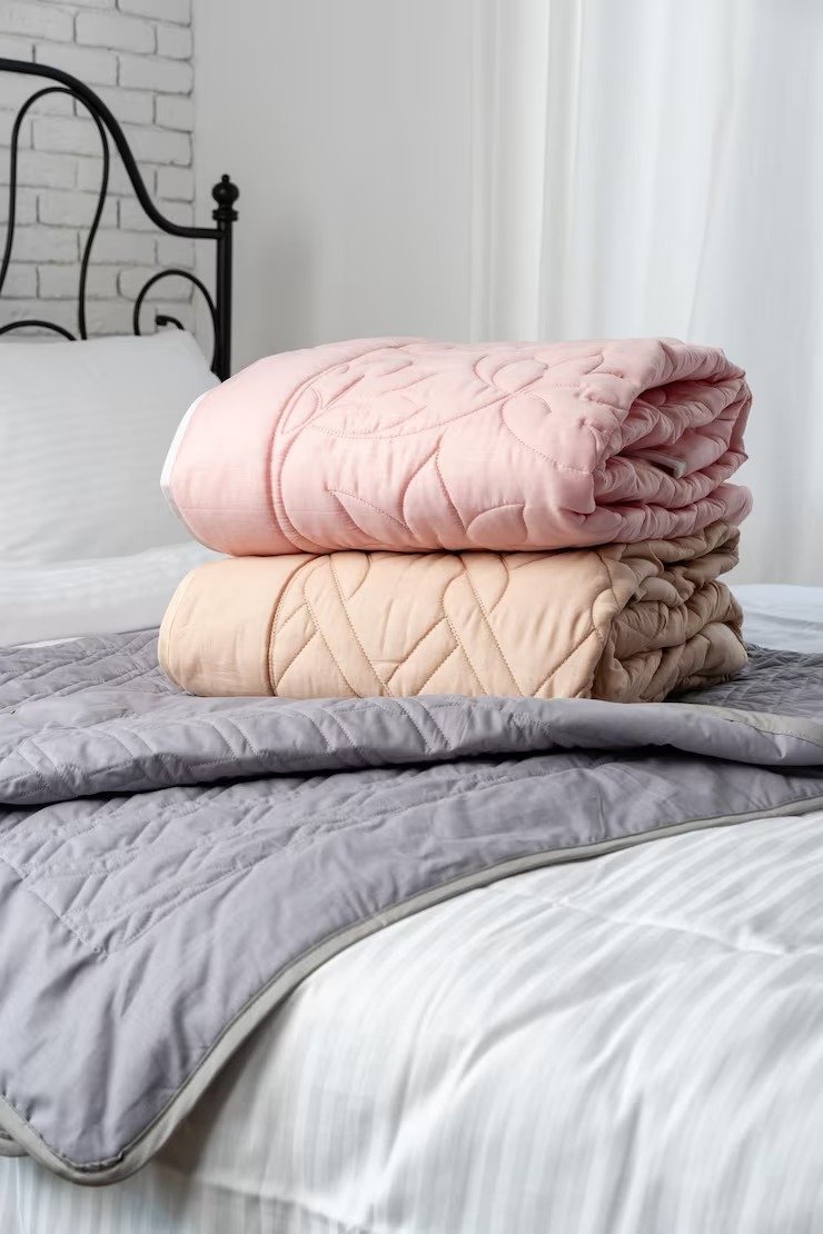 Duvet Covers Pink Beige Blankets Grey White Bed Black Iron Headboard