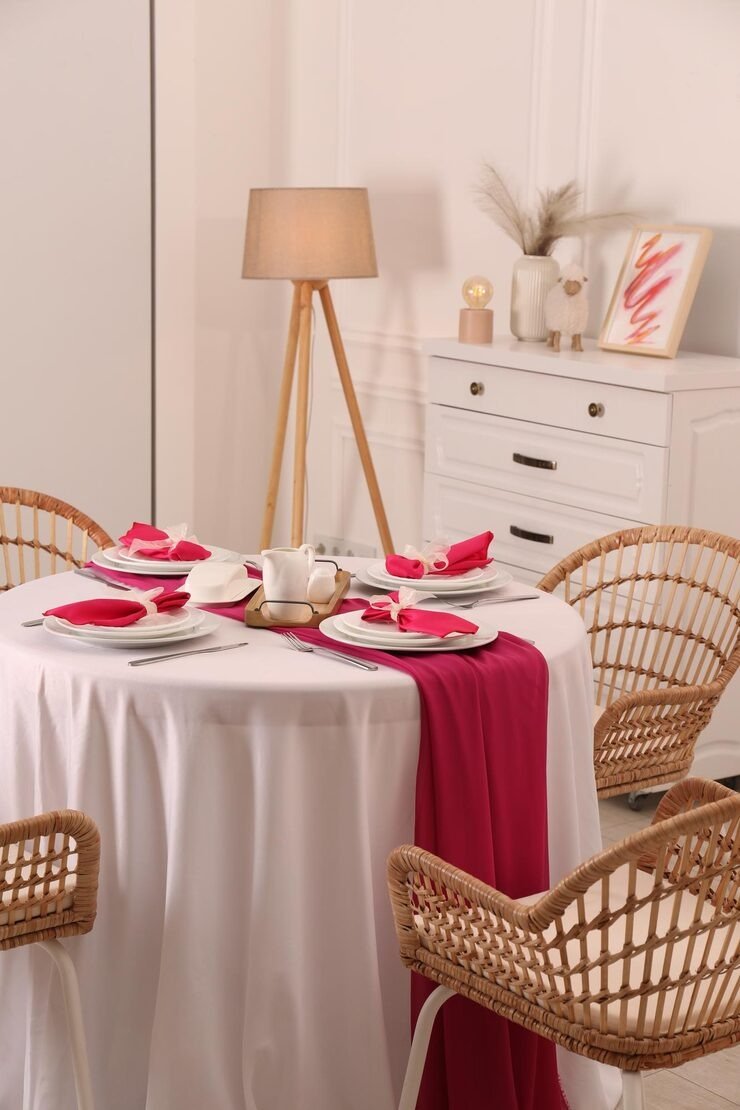 Table Covers Cloth Color Accent Setting Plates Cutlery Pink Napkins