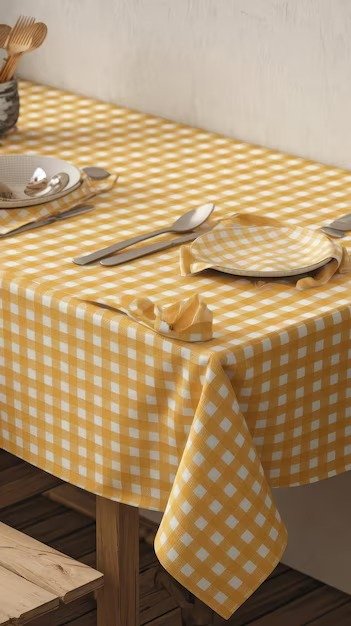 Table Covers Cloth Yellow Gingham Pattern