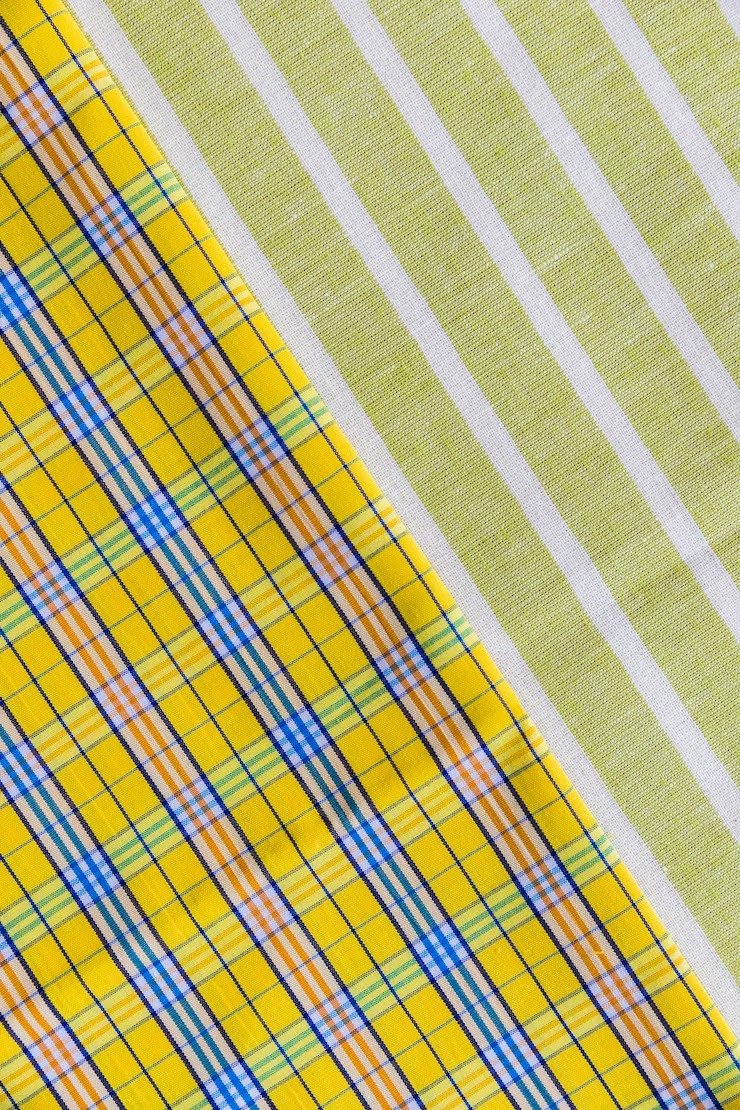 Stripe Poly Cotton Check Table Runner
