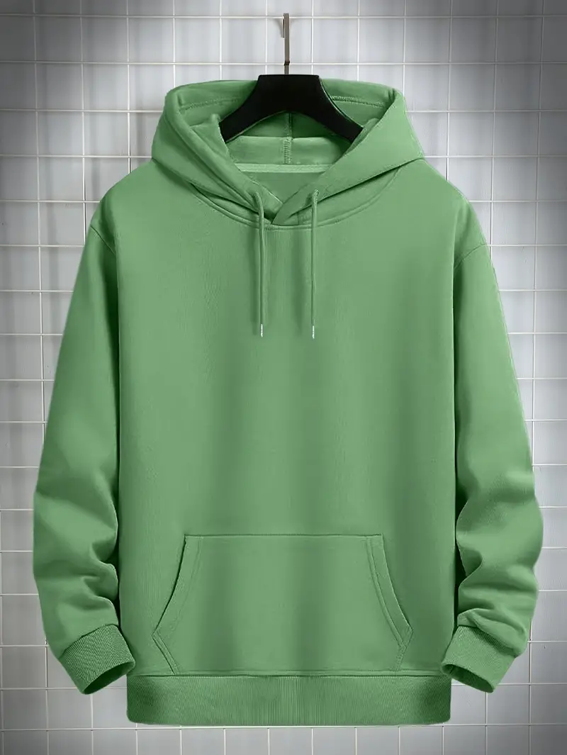 Green Basic Hoodie Olive Premium Cotton Fleece