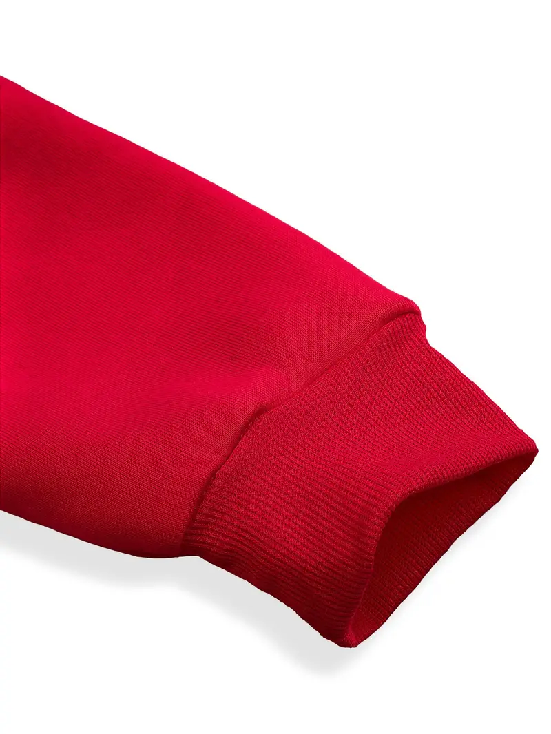 Red Basic Hoodie Plus Cotton Fleece