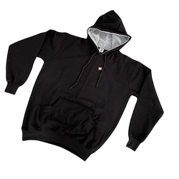 Black French Terry Hoody With White Inner Hood Fabric