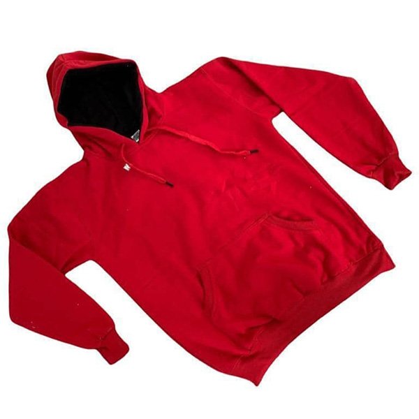 Red Color French Terry Hoody With Black Color Inside Hood