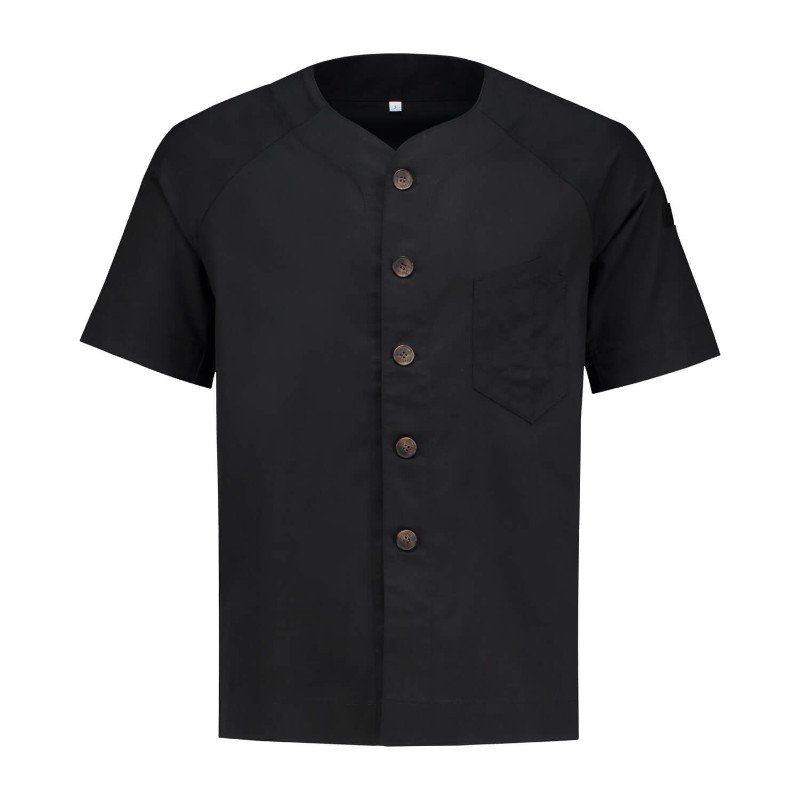 قطني رقبة دائرية Chef Sleeveless قميص Button Short ياقة
