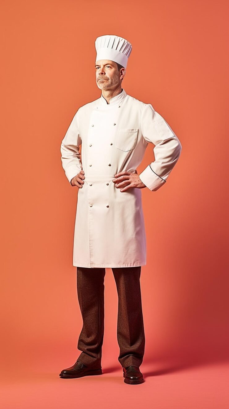 Chef زي موحد باللون الأحمر