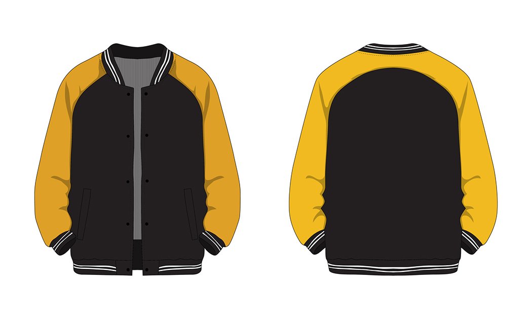 Varsity Jacket School باللون الأسود باللون الذهبي باللون الأصفر