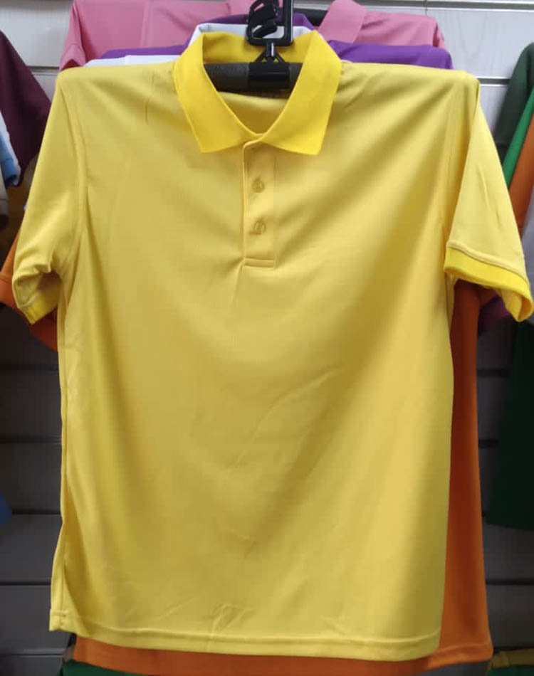 Polo Shirt Golden Yellow Color Polyester Mesh