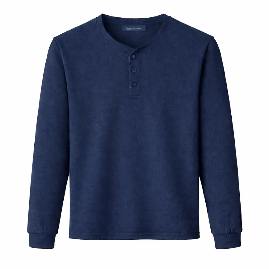 Henley T قميص باللون الأزرق