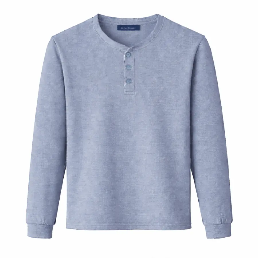 Henley T قميص باللون الأزرق