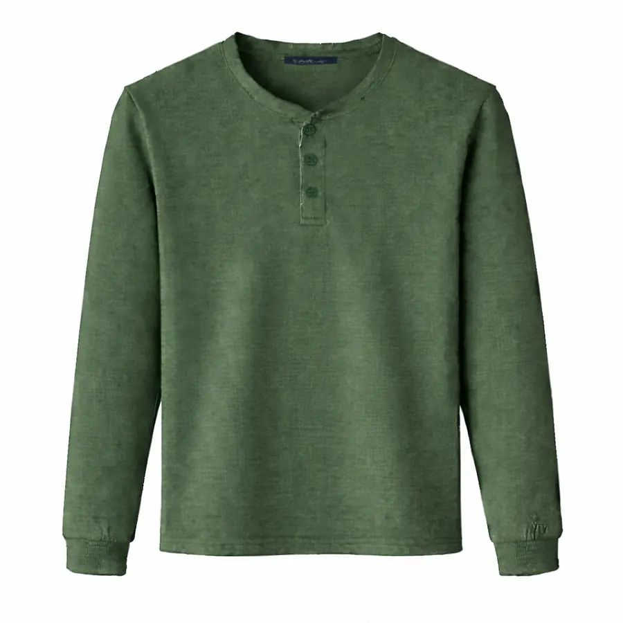 Henley T قميص باللون الأزرق