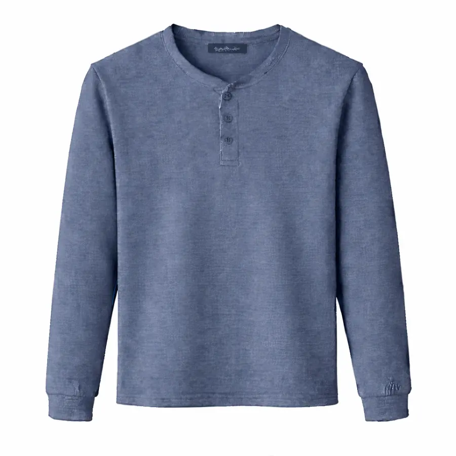 Henley T قميص باللون الأزرق