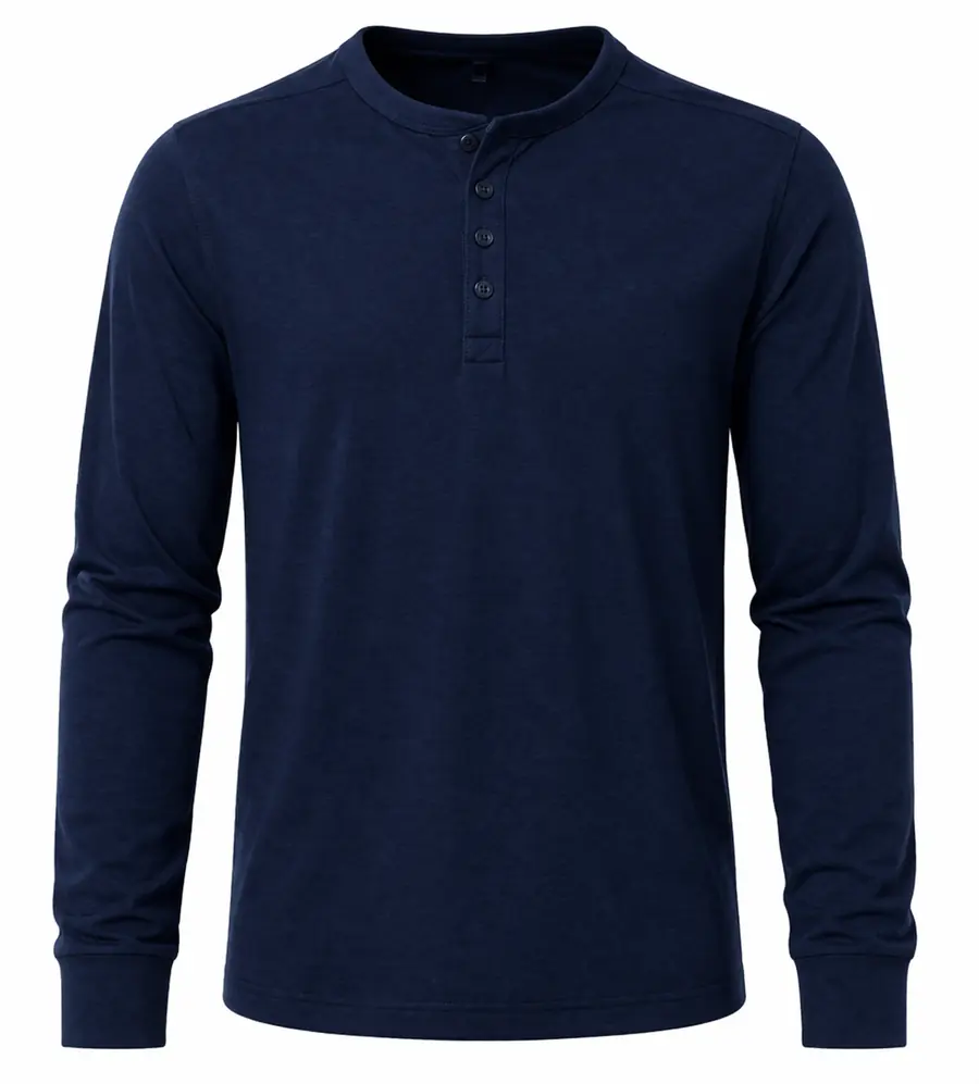 Henley T قميص باللون الأزرق