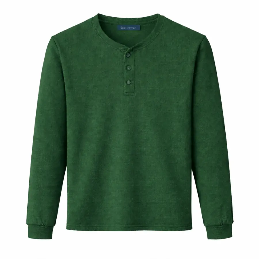 Henley T قميص Dark باللون الأخضر