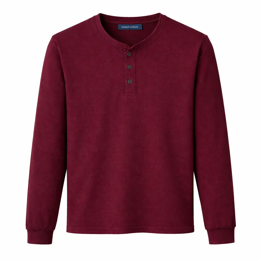 Henley T قميص باللون العنابي
