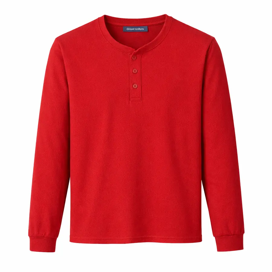 Henley T قميص باللون الأحمر