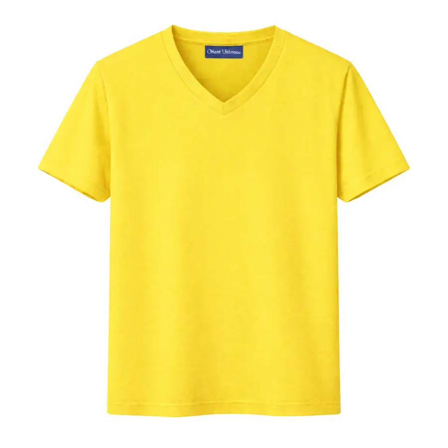 رقبة V T قميص باللون الذهبي باللون الأصفر